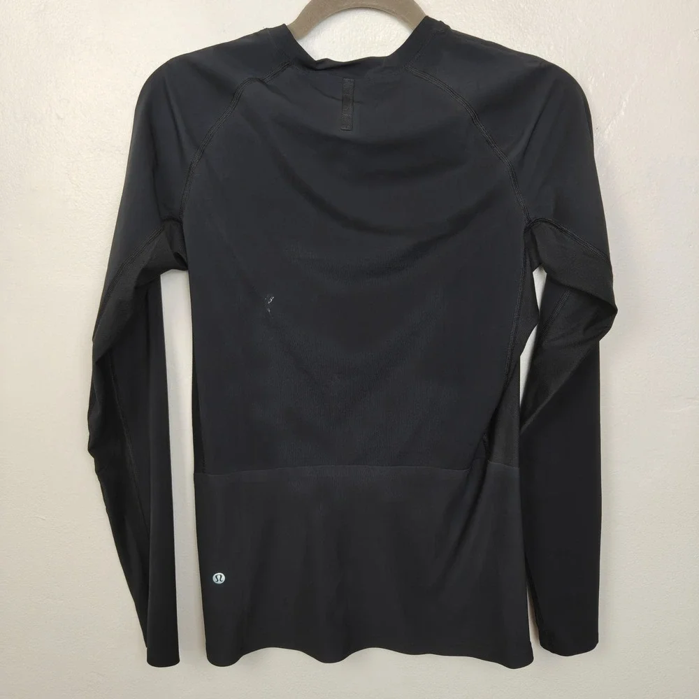 Lululemon Vital Drive Long Sleeve Shirt Mens Medium Black Bonded Seamless Gym